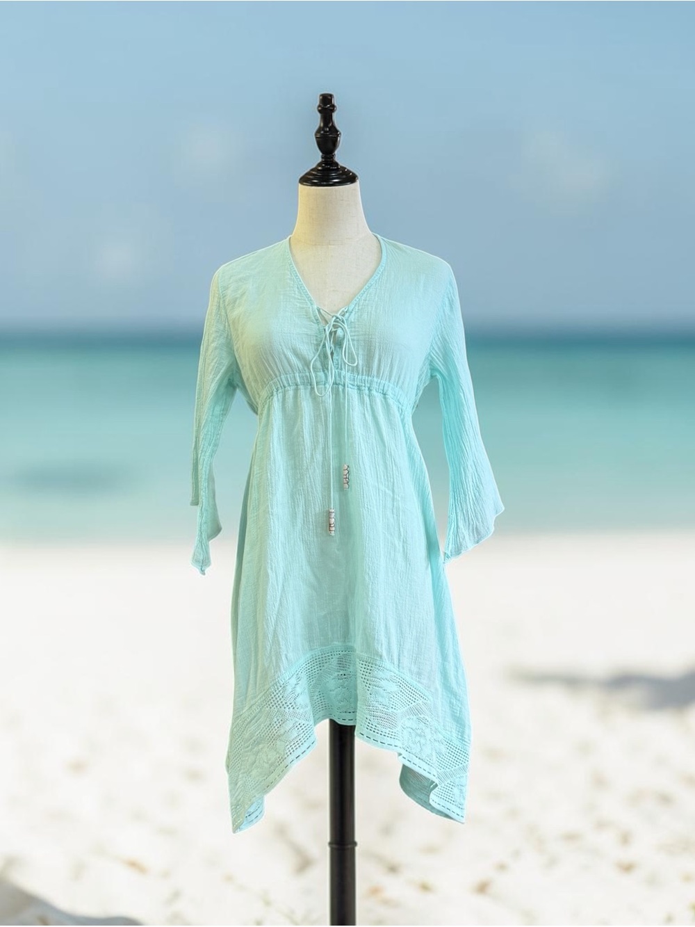 Del Sol Aqua Blue Beach Swimsuit Cover-Up Size Medium